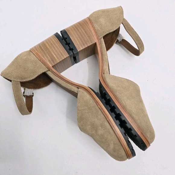 Patina By Portland Mary Jane Shoes Tan Suede Leather Suede Block Heeled - Picture 7 of 12